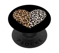 Half Leopard Heart Design PopSockets PopGrip Adhesivo