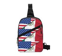 Half Mexican Half American Sling Bag Plegable Pecho Hombro Mochila Fanny Pack Crossbody Bolsas para Hombres Mujeres Viajes Senderismo Al Aire Libre