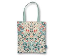 Half Moon Bay Botanical Blackthorn by ACS John H. Dearle - Bolsa de compras reutilizable de algodón reciclado verde azulado y coral de 16.5 x 15 pulgadas