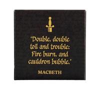 Half Moon Bay Double Double Toil and Trouble Shakespeare Macbeth - Posavasos Cuadrado de cerámica para Bebidas, 10 cm, Color Negro y Amarillo