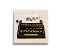 Half Moon Bay Posavasos Cuadrado de cerámica con Texto en inglés I Will Write My Book de 10 cm, Color Blanco y Negro