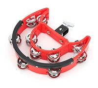 Half Moon Tambourine with Metal Jingles | Double Row Handheld Percussion Instrument for Drum Sets/Bands | DT - 66 High - Grade (Red)