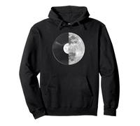 Half Moon Vinyl Record Design - Music Lover Lunar Graphic Sudadera con Capucha