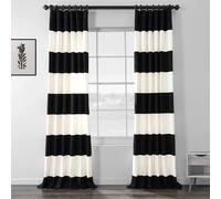 Half Price Drapes Mitad de Precio Cortinas prct-hs01 - 84 Horizontal Rayas Cortina de algodón, Onyx Black & OffWhite, 50 x 120