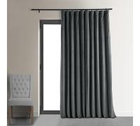 Half Price Drapes Signature - Cortinas Opacas de Terciopelo Doble Ancho, Color Gris Natural, 100 x 120 cm