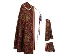 Half Shoulder Cloak - Noble Medieval Garment for Cosplay | Lightweight Polyester with Brocade Detailing, Dramatic Shawl Collar, Festival Outfit, Halloween Costume, Theatrical Role, Renaissance Fair, C