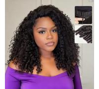 Half Wig Human Hair Burmese Curly Wigs with Spiral Curls for Women 180 Density Glueless Wigs 100% Human Hair Ready to Go 3 In 1 Seamless Flip Over Drawstring Natural Color 16 Inch