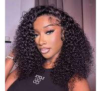 Half Wig Human Hair Kinky Curly 3 In 1 Glueless Seamless Flip Over 18 Inch