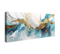 HALFLEMART Marco de Madera Grandes Cuadros Decoracion Salon Modernos Abstracto Verde Oro Gris Lienzo Decorativo Mármol Minimalista Pintura Cuadros Decorativos Salon Dormitorio Restaurante 50x120cm