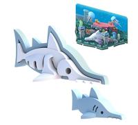 HALFTOYS Juego completo de animales marinos de la serie Ocean con imanes, tiburón sierra (figura, rompecabezas de huesos, imán, manualidades y exhibición).