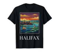 Halifax Nueva Escocia Puerto Costero Retro Diseño Viaje Camiseta