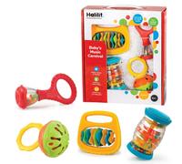 Halilit Baby's Music Carnival Gift Set. Musical Instruments for Babies includes Cage Bell, Baby Maraca, Clip Clap Rattle and Rainboshaker. 6 Months+