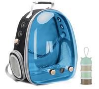 halinfer - Mochila portavájaros, diseño de Burbujas, con Bandeja de Acero Inoxidable y Perca de pie