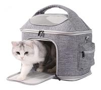 halinfer Transportador de mascotas para gatos grandes y perros pequeños, se adapta a asientos de automóvil de hasta 20 libras, plegable, para interiores y exteriores, suave, para cama, aprobado por