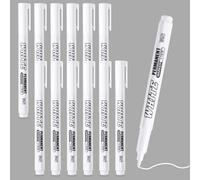 Halinuia 12 Piezas Rotulador Blanco Permanente Fieltro Blanco Marcador Permanente Fieltro Acrílico Indeleble Secado Rápido Punta de 1-2 mm para Madera, Vidrio, Piedra, Plástico, Cerámica, Textil