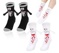 Halinuia 2 pares de calcetines magnéticos de novia con las manos calcetines de novia divertidos novio calcetines de novia regalos para boda, día de San Valentín, negro/blanco/rosa, blanco y negro, EU