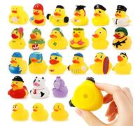 Halinuia 24 patos de goma coloridos pato de goma para baño y patos de baño, patos de goma, juguetes para bañera, bonitos patos de goma para niños, baby shower, fiestas de cumpleaños infantiles, playa
