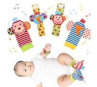 Halinuia 4 unids bebé muñeca y calcetines sonajero bebe Bell correa muñeca y pie buscador juguetes despertar juguete desarrollo sensorial bebe nacimiento regalo para niña niños 0 a 12 meses