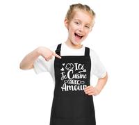 Halinuia - Delantal de cocina infantil impermeable, ajustable aquí con amor, delantal de cocina infantil con bolsillo, delantal infantil, pintura, delantales de cocina, jardín para niño o niña,