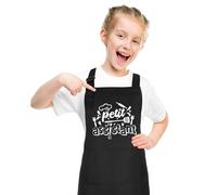 Halinuia - Delantal de cocina infantil, impermeable, ajustable, pequeño ayudante, delantal de cocina infantil, con bolsillo, delantales de cocina, jardín para niño o niña, Negro , 44 x 62 cm (17,32 x