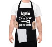 Halinuia Delantal de cocina para hombre y mujer, impermeable, ajustable, delantal para barbacoa para hombre, llamado "Chef 5", regalo para el Día del Padre, Navidad, cumpleaños
