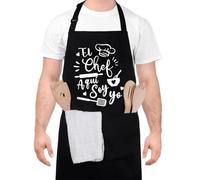Halinuia Delantal de Cocina Personalizado para Hombre y Mujer - Mandil Impermeable y Ajustable con Bolsillos, Idea para Papá, Esposo, Novio o Abuelo