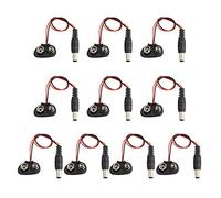 HALJIA 10 Piezas 9 V Soporte de batería Hebilla de Clip de Cable de alimentación Conector de 2,1 mm DC Jack Plug para Arduino CCTV Electrónica Vehículo