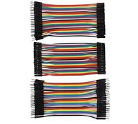HALJIA 120pcs 10 cm 4 inch Multicolored Dupont alambre 40Pin macho a hembra, 40 pines macho a macho, 40 pines hembra a hembra protoboard Jumper Cables Cables de cinta