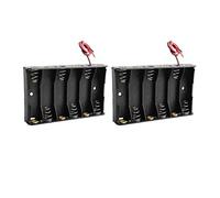 HALJIA - 2 Cajas de Almacenamiento de batería de 9 V AA 6 x 1,5 V de plástico con Cables de Alambre