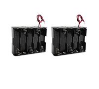 HALJIA 2 unidades de 15 V AA 10 x 1.5 V de plástico celular clip de batería ranura titular caja de almacenamiento de la batería doble cubierta/vuelta a la espalda con cables de alambre