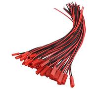 HALJIA 20 pares 200 mm 20 cm JST conector 2 pines cable de enchufe macho + hembra de cable de línea para tira de lámpara LED RC Juguetes Batería