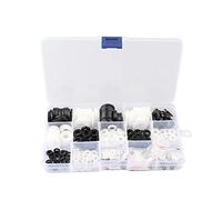 HALJIA 480PCS Nylon Blanco Negro Arandela Plana Aislante Redondo Separador Arandela Surtido Kit M2 M2.5 M3 M4 M5 M6 M8 M10 M12