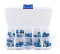 HALJIA 50pcs 10 Valor 100 ohmios a 1 m ohm 3362 Resistencia Variable Trimmer potenciómetro de colores Kit con Plastci caja