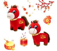 halkaount Juguetes de Peluche del Año del Caballo 2026, Divertidos Juguetes de Peluche de Caballo Que ríen y lloran, Mascota del zodíaco Chino (Paquete de 2, 20 cm)(2 Stück Mix,14cm)