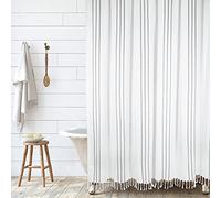 HALL & PERRY Cortina de Ducha con Rayas Verticales, 100% algodón, a Rayas, decoración de baño, 72 x 72 Pulgadas (Blanco y Negro)