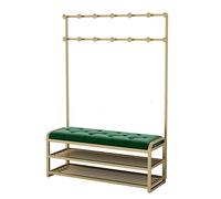 Hall Tree Perchero Banco de zapatos con 2 estantes y ganchos Almacenamiento de entrada independiente para el hogar y el dormitorio verde 160 x 35 x 175 cm
