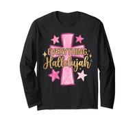 Hallelujah Christian Girls Pink Cross Preppy Doodles Stars Manga Larga