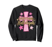 Hallelujah Christian Girls Pink Cross Preppy Doodles Stars Sudadera