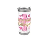 HALLELUJAH Christian Girls Pink Cross Preppy Doodles Stars Vaso térmico de acero inoxidable de doble pared