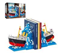 Hallisun Titanic Conjunto de construcción, Estantería Pirate Ship, Modelo Barco con Soportes para Libros Glaciar, Soporte para Libros Titanic, Bloques tamaño Normal para Mayores 14 años, 1202 Piezas