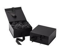 Hallmark 0005EBC1856 Bodas, padrinos de boda, aniversarios, día de San Valentín, graduaciones, dos cajas con tapas y relleno de papel triturado, plegable, negro