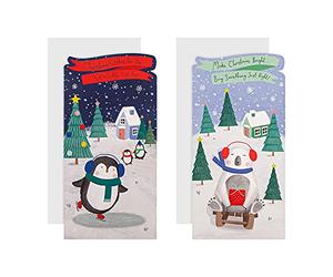 Hallmark 25562431 - Cartera de Navidad para dinero con 6 tarjetas en 2 bonitos diseños, varios, 25562431