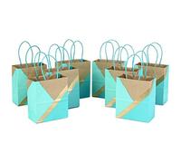 Hallmark 6" Small Paper Gift Bags (8 Bags: Kraft, Gold, Turquoise & Mint) for Birthdays, Weddings, Mother's Day, Easter, Baby Showers, Bridal Showers, Care Packages, May Day