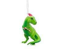 Hallmark Adorno navideño de Dinosaurio con Sombrero de Papá Noel, Resina, Divertida decoración de árbol