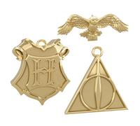 Hallmark Adornos de Recuerdo de Harry Potter, Paquete de 3 Reliquias de la Muerte, diseño de Escudo de Hedwig y Hogwarts