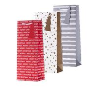 Hallmark Bolsa de botella de Navidad, paquete de 3, rojo, plateado y dorado