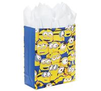Hallmark Bolsa de regalo extragrande de 15 pulgadas con papel de seda | Diseño de Minions amarillos, tema de Mi villano favorito, incluye 4 hojas de pañuelos, ideal para cumpleaños, Navidad