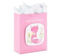 Hallmark Bolsa de regalo extragrande de 15 pulgadas con papel de seda (Sweet Little Princess Fox) para baby showers, cumpleaños de niños y más