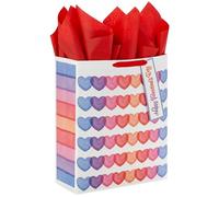 Hallmark Bolsa de regalo extragrande para el día de San Valentín de 15 pulgadas con papel de seda (corazones, azul, morado, rosa, rojo, naranja) para niños, profesores, marido, esposa, nietos