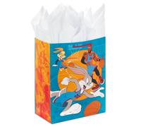 Hallmark Bolsa de regalo grande de 33 cm con papel de seda (Space Jam: A New Legacy, Bugs Bunny, Baloncesto) para niños, cumpleaños, Navidad